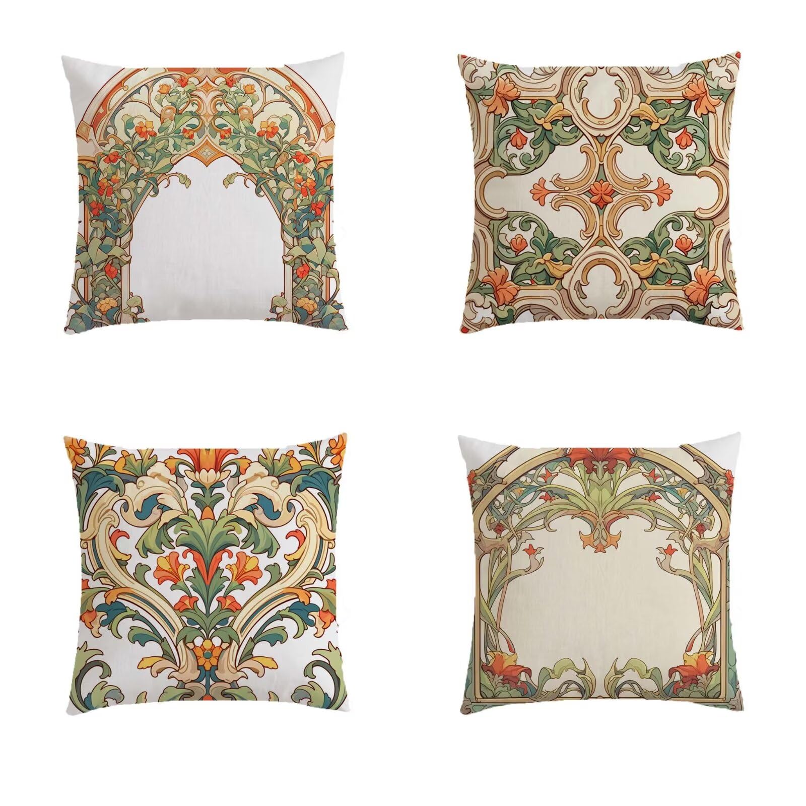 Housse de coussin 60x60cm vert lot de 4 carrées motif bohémien