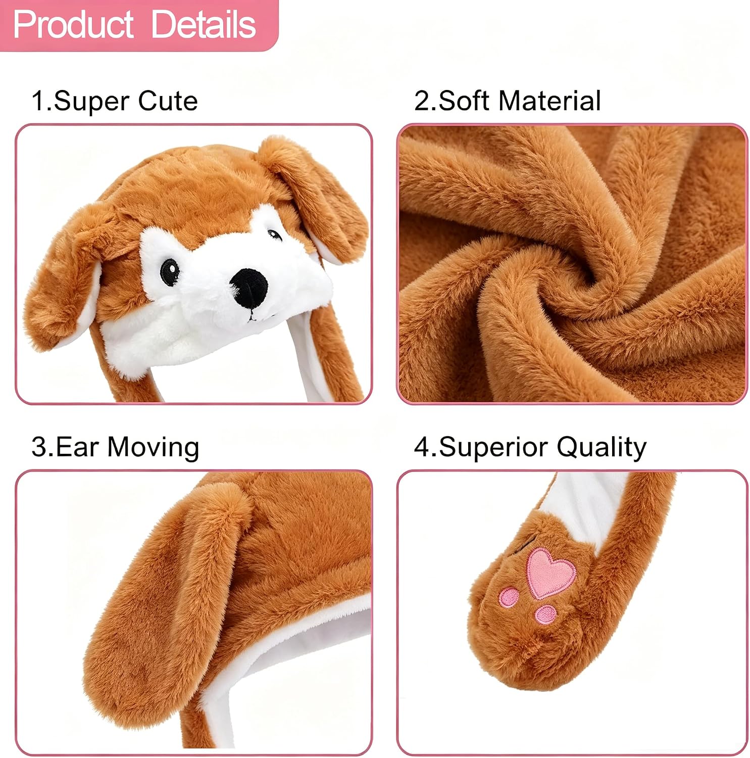 Rabbit Hat Ear Moving Jumping Hat Funny Plush Cap Dress Up Cosplay Party Christmas Holiday Cute Ear Flap Cap