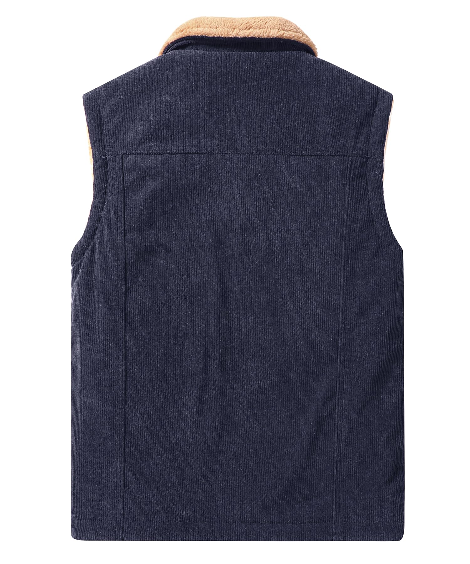 Chaleco de Pana para Hombre Informal Acolchado Cálido Chaleco Polar de Invierno Chaqueta Sin Mangas de Pana