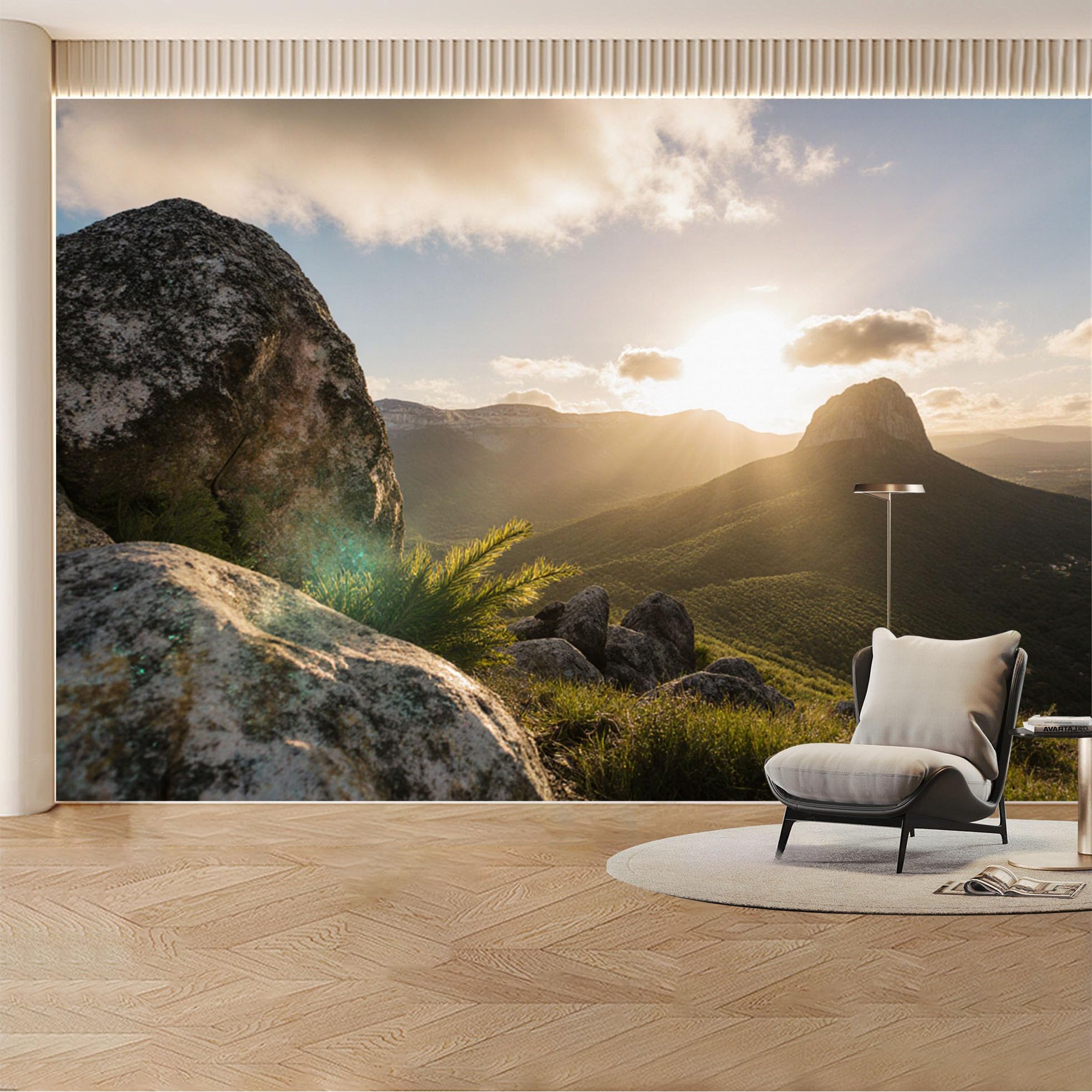 Custom Wall Mural Wallpaper Mountain Landscape， Nature， Wall Decor， Large Wall Art， Sunset， Misty Removable SelfAdhesive Large Photo for Living Room， Bedroom， Office