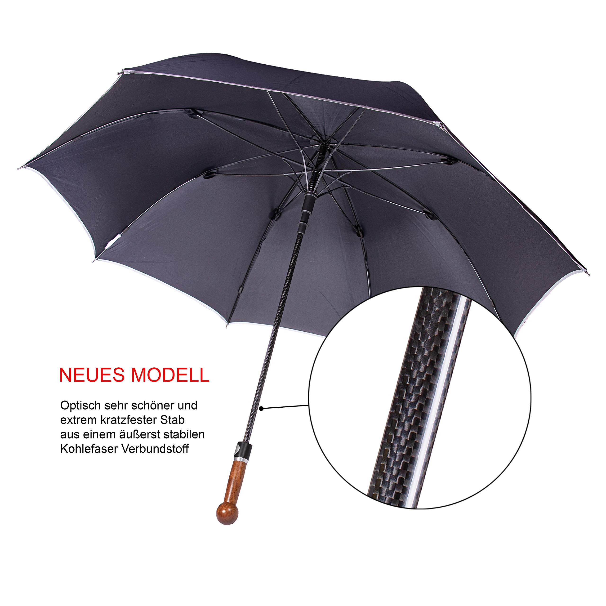 Sicherheitsschirm XXL mit Videokurs | Stabiler Premium-Herrenregenschirm | Knauf Zwetschge | 103 cm