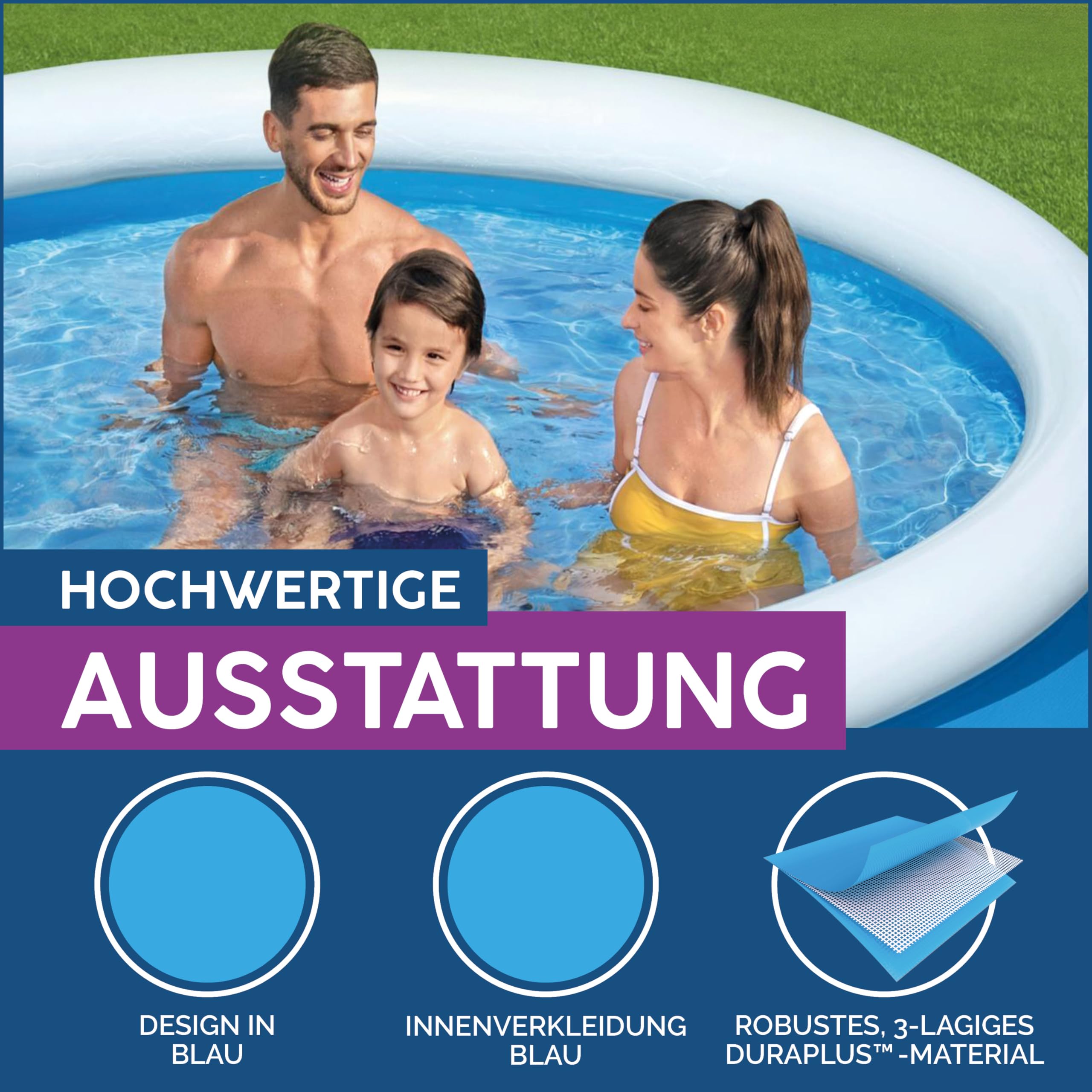 Bestway Fast Set Aufstellpool-Set mit Filterpumpe Ø 244 x 61 cm blau rund