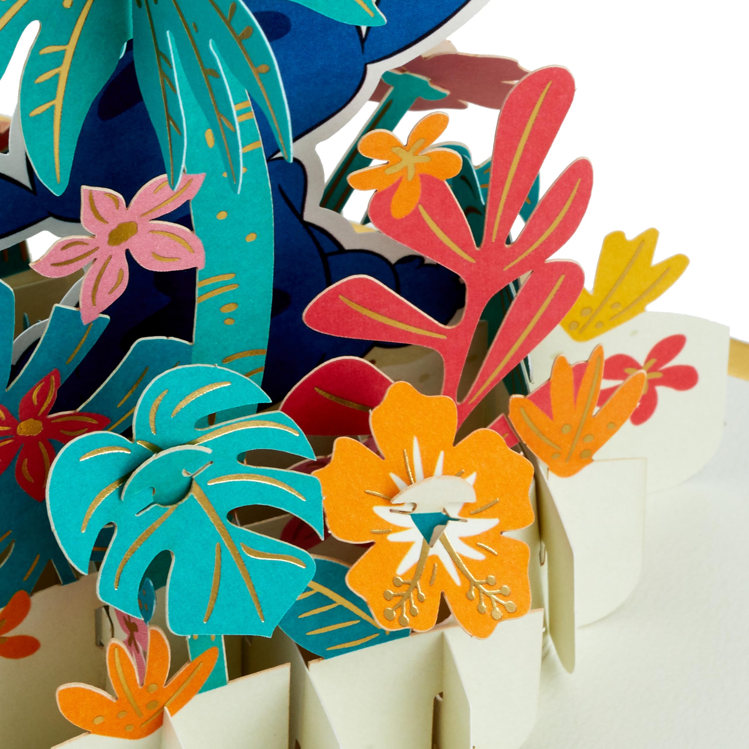 Hallmark Disney Lilo & Stitch, karta 3D i pop-up na każdą okazję, ścieg z hawajskimi kwiatami, urodziny, Dzień Ojca, córka, syn, wnuczka, wnuk, złota