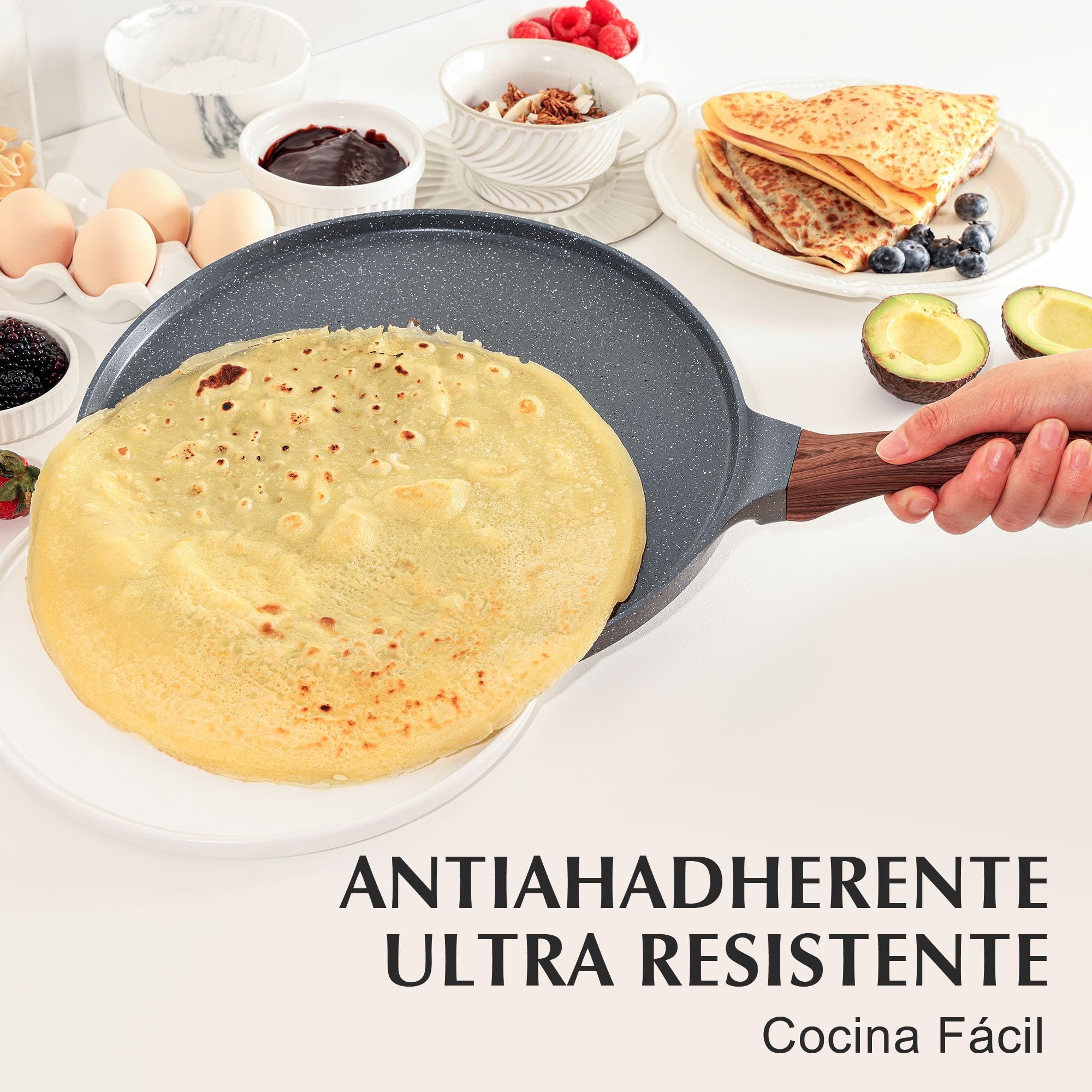 SENSARTE Sartén para Crepas Antiadherente, 26cm Sartén para Tortillas con Revestimiento de Granito Suizo, Mango de Baquelita, Apto para Todo Tipo de Cocinas Incluida Inducción