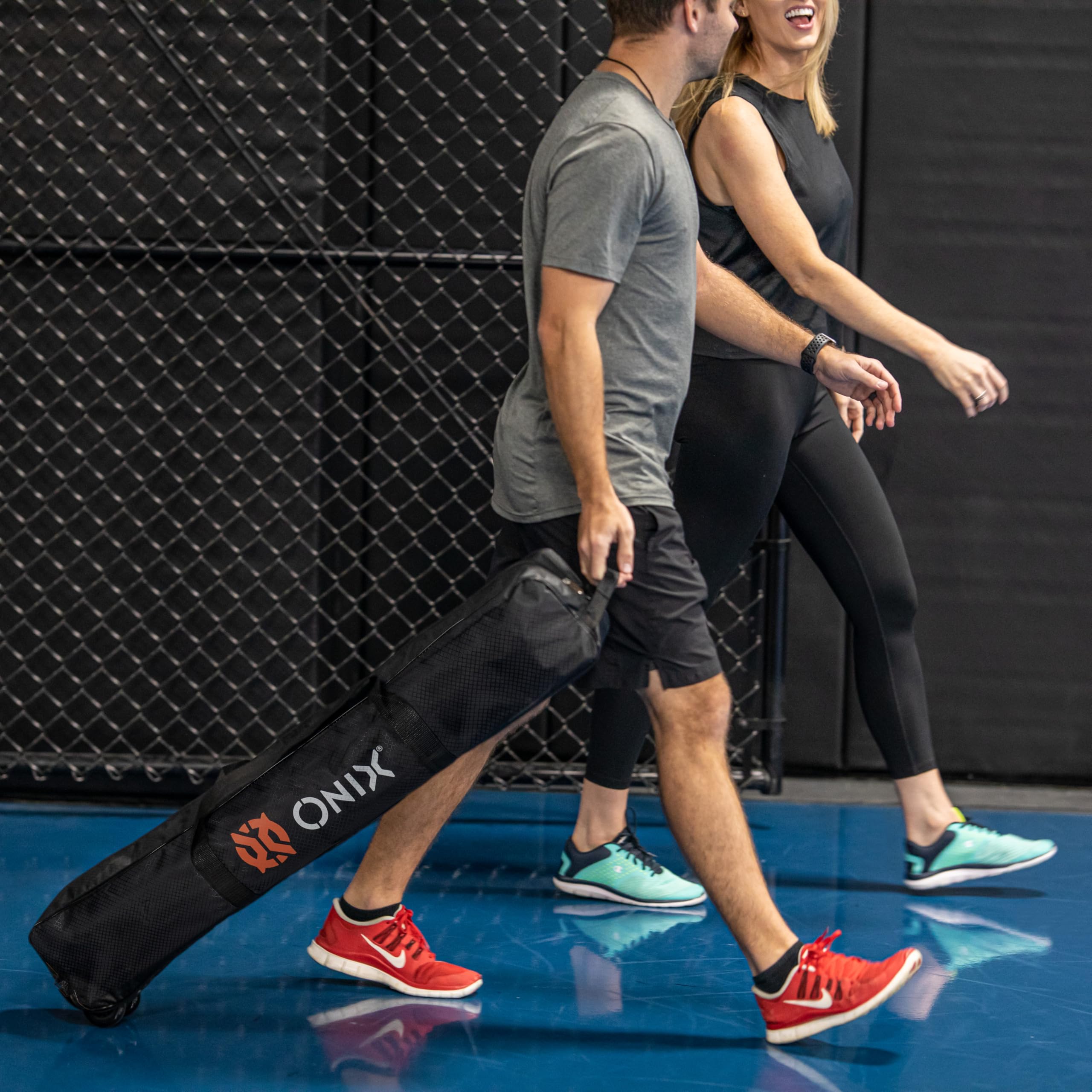 ONIX Pickleball Netz, 2-in-1 tragbares Netz und Übungsnetz-Set, inkl. Tragetasche mit Rollen, Weiß