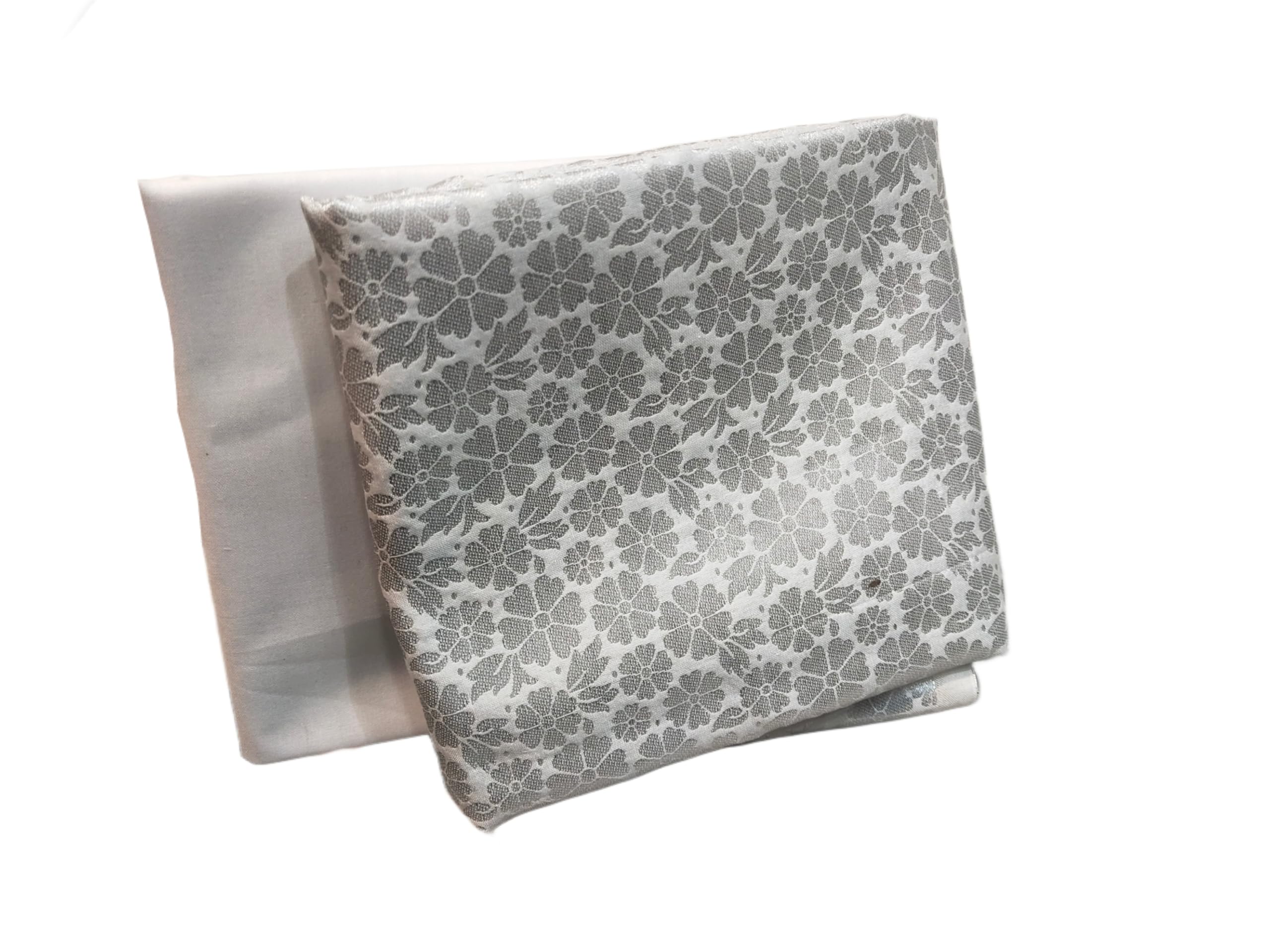 Women's Unstitched Pure Brocade Silk Blouse Piece with Golden Jari Leaf & Flower Design - 1 Meter Each with Cotton Lining, Ideal for Beautiful Blouses & Return Gifts