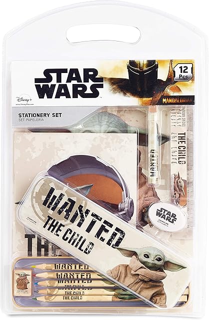 Baby Yoda Stationary Set for Boys, Mandalorian School Sets with Pencil, Notebook Set Coloring Pencils Sharpener Ball Pen Ruler, School Supplies Stationery Set, Writing Supplies for Kids