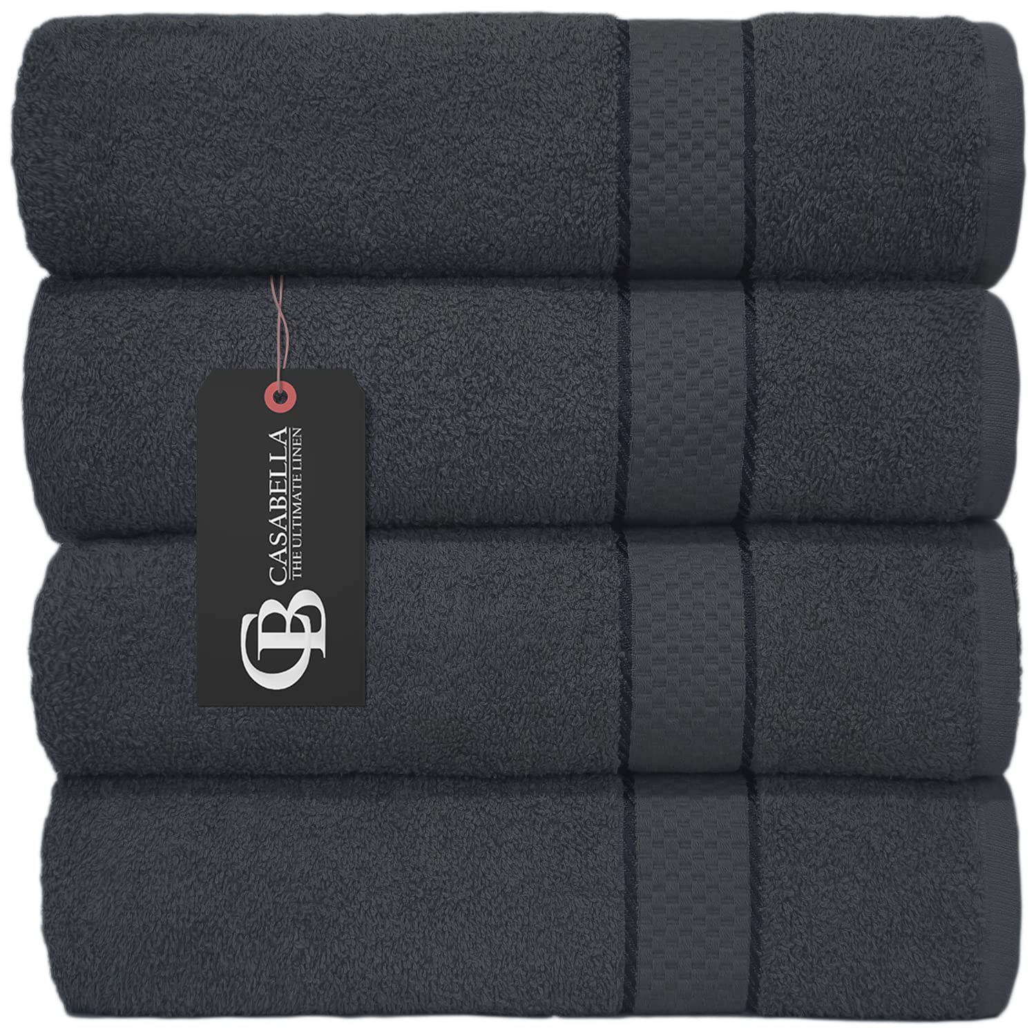 Casabella Pack of 2 Large Jumbo Bath Sheets 100% Egyptian Combed Cotton Big Beautiful Towels_Grey_2pcs — image 1