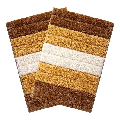 Luxe Home International Microfiber Rectangular Bath mat Soft Anti Slip Skid Luxury Mats for Bathroom Door 40X60 Cm (Tobacoo) Pack of 2,Tobacco