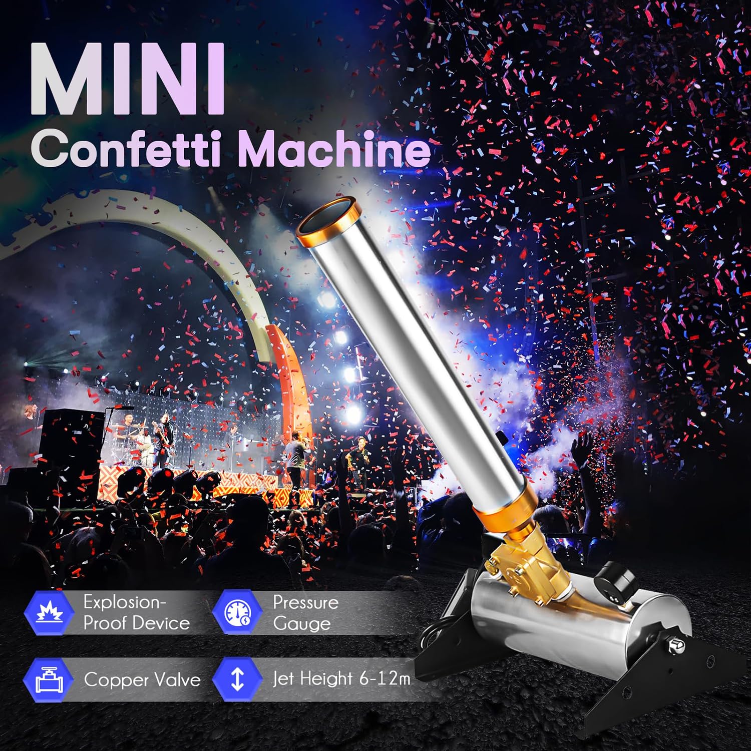 Machine à effet de confettis en acier inoxydable lanceur de confettis professionnel avec télécommande, machine à tirer des confettis pour les concerts, les mariages, les événements spéciaux 2pcs
