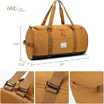 Lyweem Sports Gym Bag Men - Large 60L Travel Duffle Bag with Shoe Compartment Women, Weekender Backpack, Overnight Duffel Bag, Brown