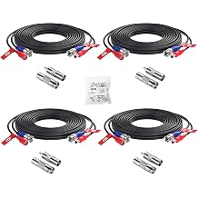 ZOSI 4-Pack 100ft 30m BNC Video Power Cables, All-in-One Pre-Made Extension Wire for CCTV Security Camera Surveillance DVR Systems, Includes 4 BNC & RCA Connectors and 100 Cable Clips