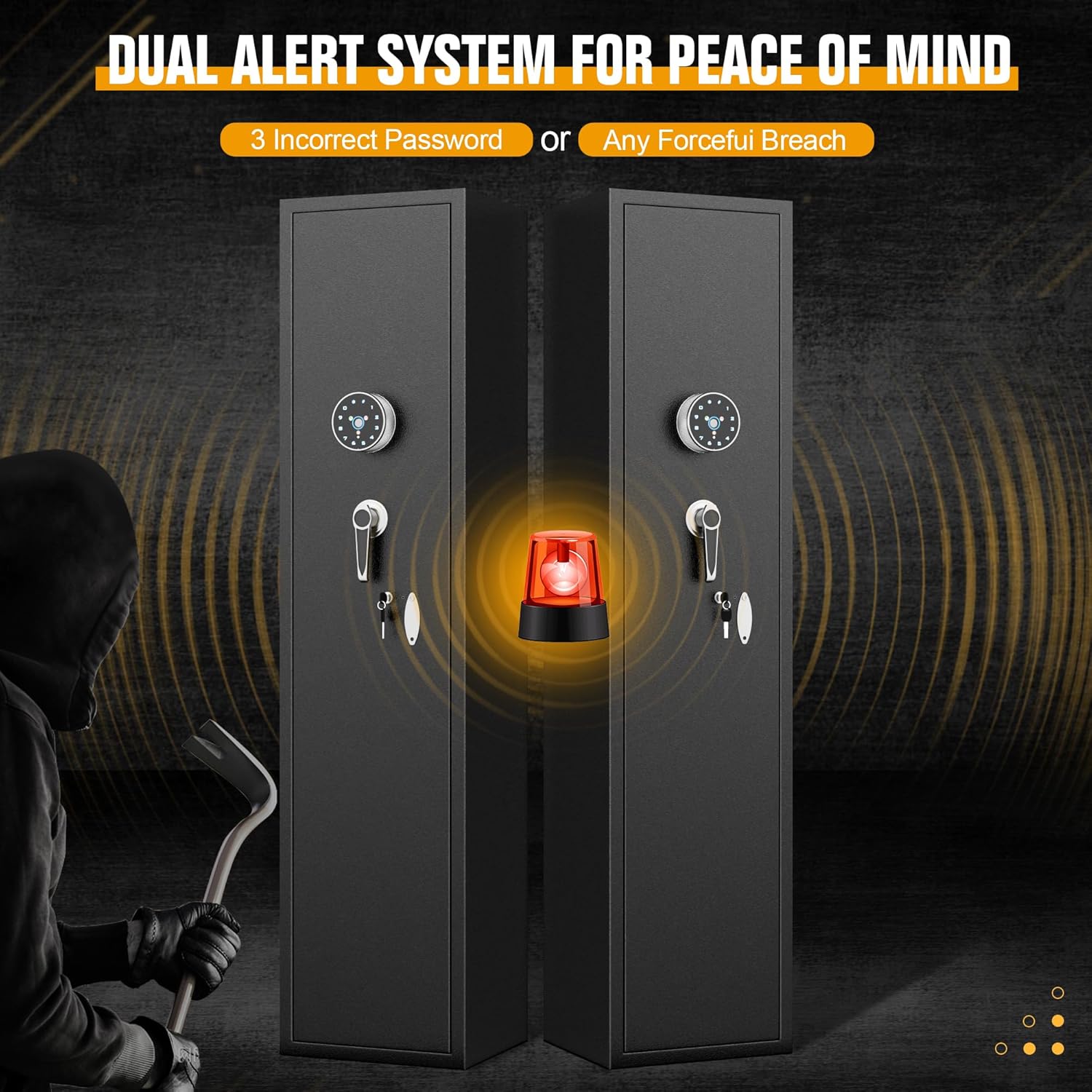 INTERGREAT 5-8 Gun Safe, Fingerprint Gun Safe for Rifle and Pistols, Rifle Safe for Shotguns, Gun Locker with Fingerprint Keypad, 3 Adjustable Shelf, Cold Rolled Steel
