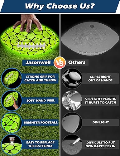 Miniatura 6 de Jasonwell Fútbol que brilla en la oscuridad, juguete de fútbol con luz de agarre fuerte, pelotas deportivas al aire libre para niños, adolescentes,