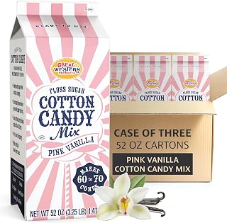 Premium America Pink Vanilla Cotton Candy Floss Sugar Carnival-Style Fluffy Fun, Pre-Mixed & Ready to Use for Parties, Events & Festivals 3.25 lb Cartons Case of 3