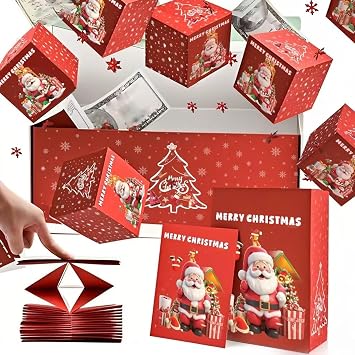 Surprise Box Gift Box for Money, Christmas Money Surprise Box, Unique Folding Bouncing Red Envelope Gift Box, Folding Pop-Up Explosion Gift Box for Christmas
