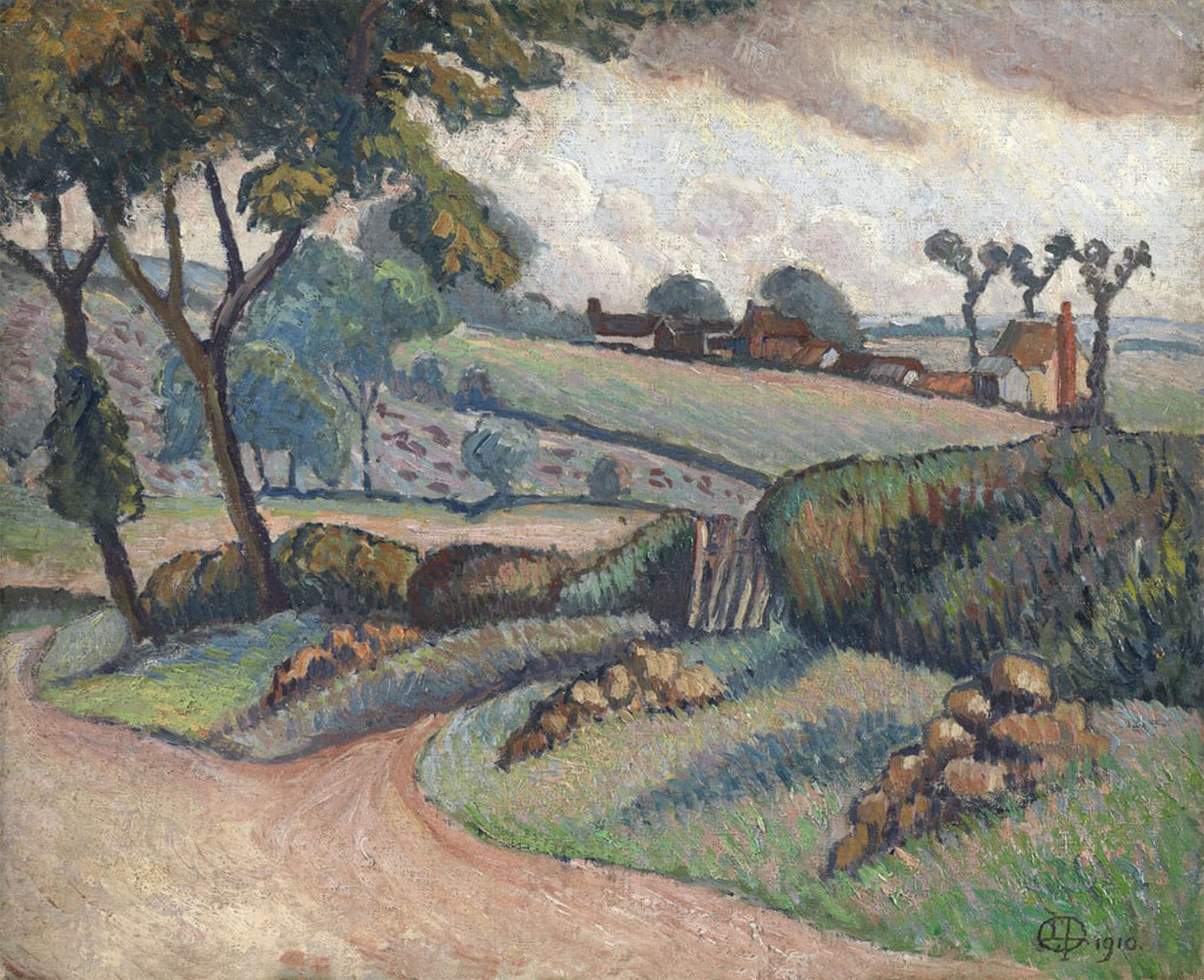 Posteriik No Frame Famous Modern Artwork Art Mural Duton Hill Essex By Lucien Pissarro Oil Paintings Pictures For Home Decor 60X90cm