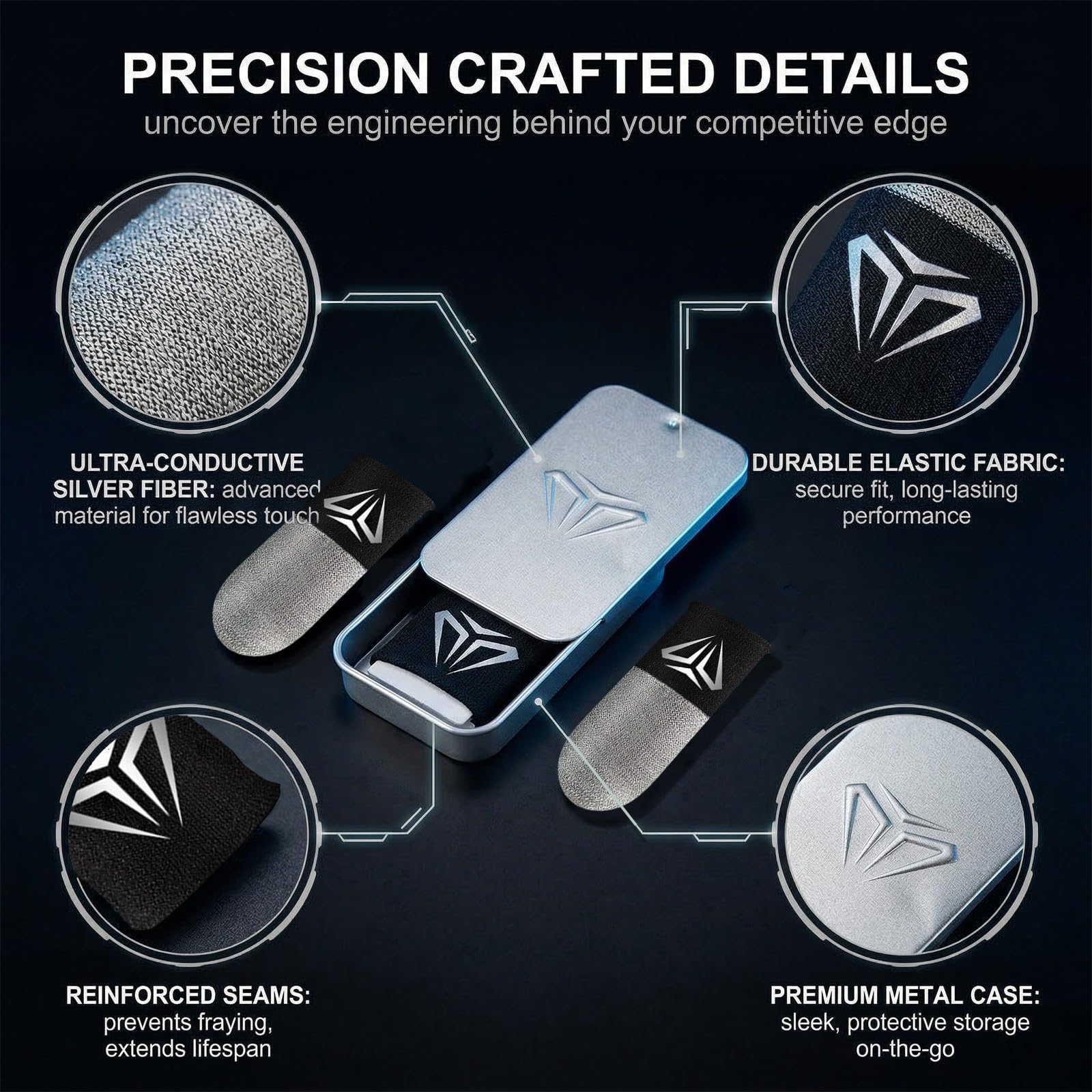 4 Pezzi Finger Sleeves Gaming Traspiranti e Anti-Sudore Manicotti per Dita Gaming Sensibili al Tocco e Antiscivolo Maniche per Dita da Gioco, Grigio e Nero