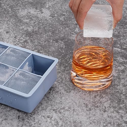 Miniatura 6 de Bandejas grandes para cubitos de hielo con tapa, paquete de 3 moldes grandes de silicona SAWNZC para cócteles de whisky, bandejas de hielo cuadradas