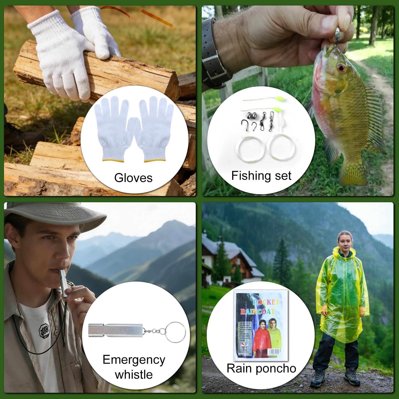 Kit de Supervivencia de Emergencia 13 en 1 con Filtro de Agua de Supervivencia para Senderismo, Camping y Viajes