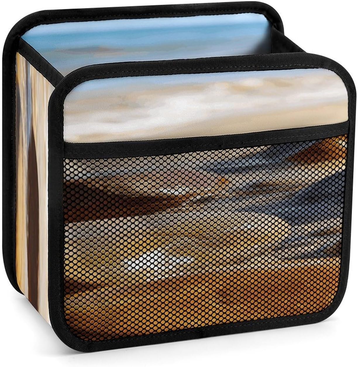 Colorful Stones on The Beach PU Leather Car Seat Organizer,Backseat Car Organizer for Hold Phone,Snacks, Drinks, Handbag, Back Seat Car Organize Car Accessories Interior And Travel Essentials.