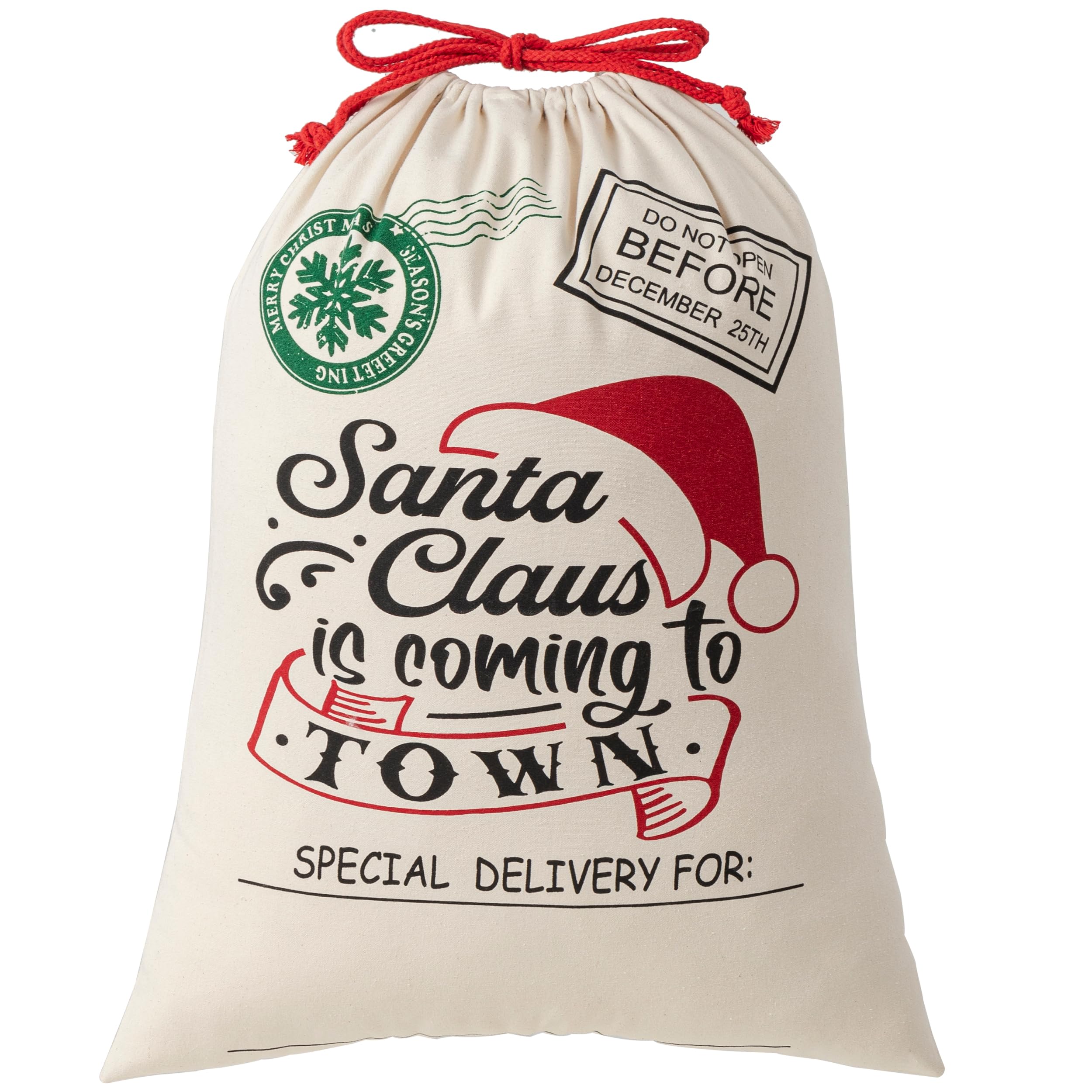 HBlife Personalized Santa Sack 19.7 x 27.6 Inch Cotton Christmas Bag with Drawstring Gift Bag for Christmas
