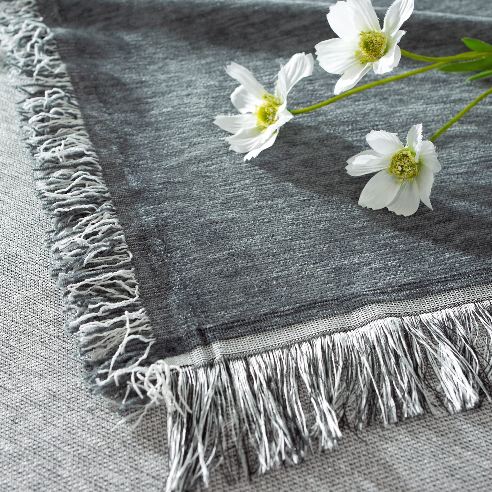 SHANNA Manta Sofa Grande, lavableantideslizante antifouling Manta para Sofa con borlas, Manta Sofa Invierno (180 x 300 cm, Gris Oscuro)