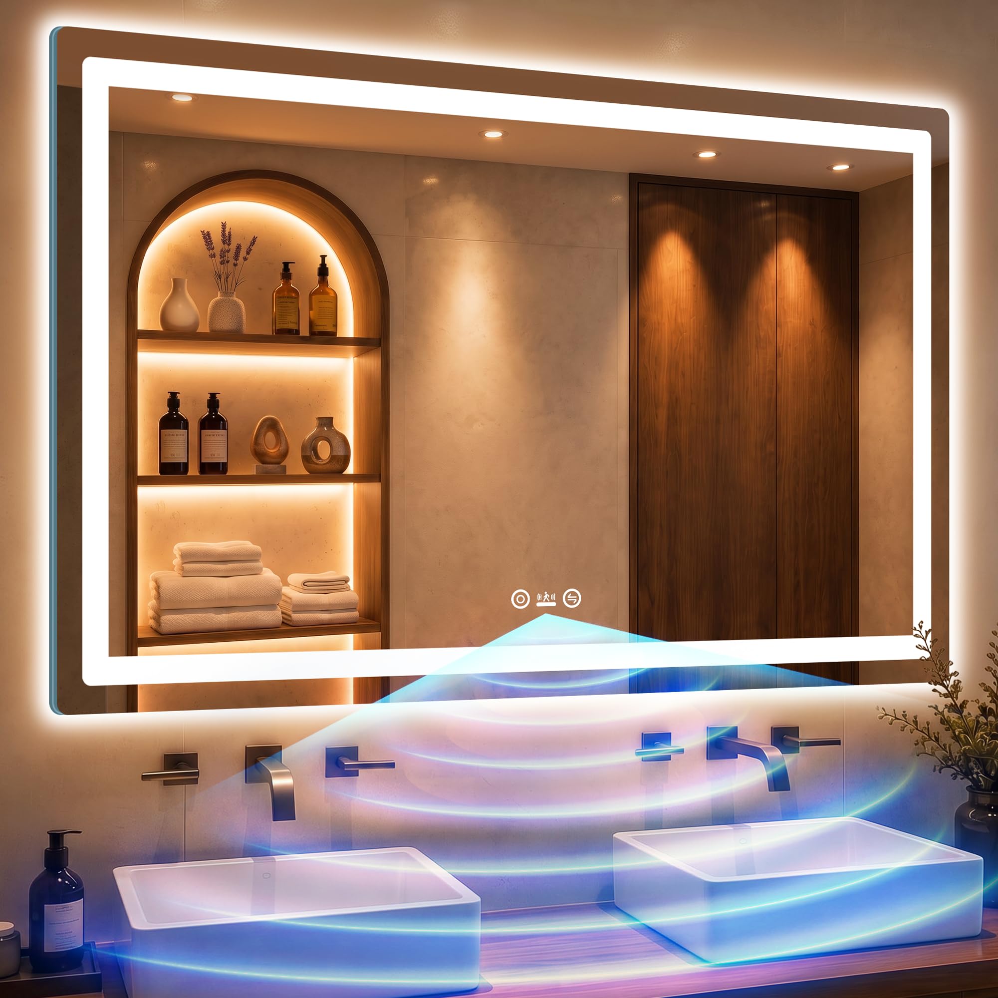 Photo 1 of LED Bathroom Vanity Mirror with Lights, 30"x50", Motion Sensor Auto On/Off