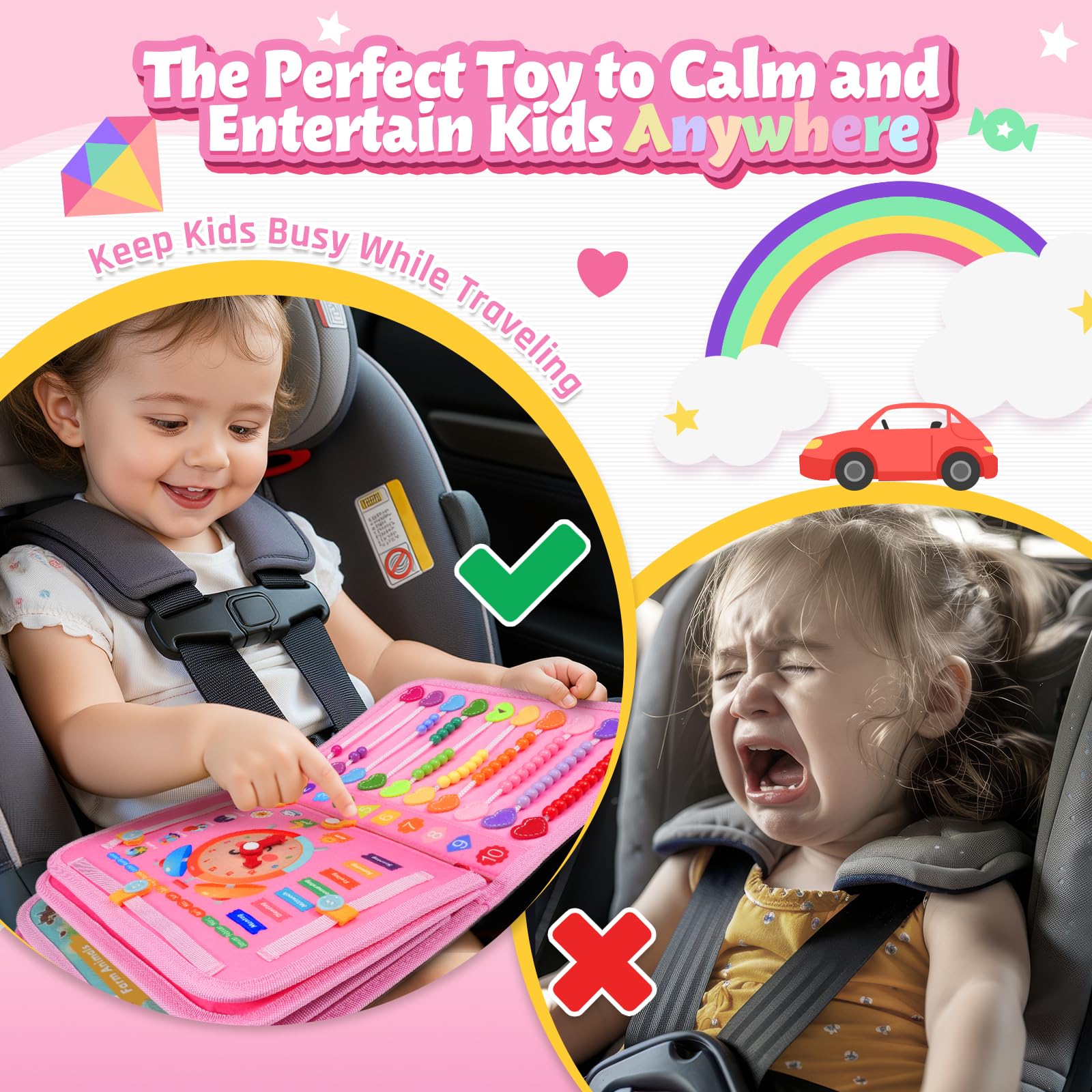 ZOOI Busy Board Montessori Toys for 1 2 3 Year Old, Busy Book for 1 2 3 4 Year Old - Image 3