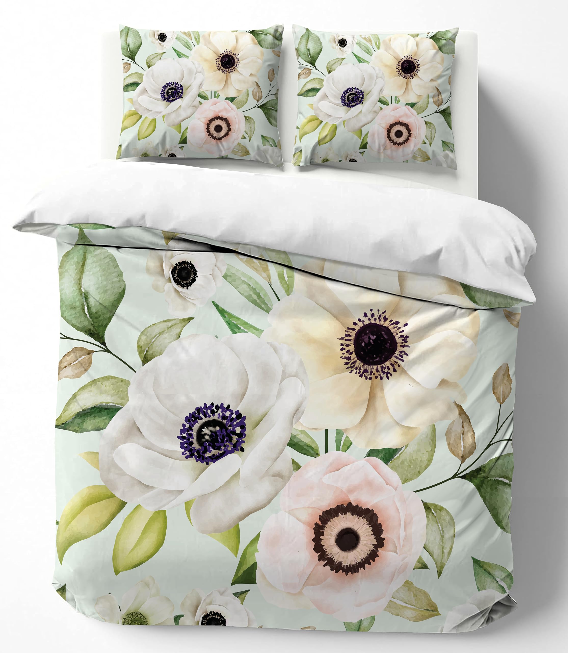 Adam Home 3D Digital Printed Floral Blossom Duvet Cover With Matching Pillowcases Home Bedroom Décor Microfiber Double Bedding Set Made in UK |Anemone Floral