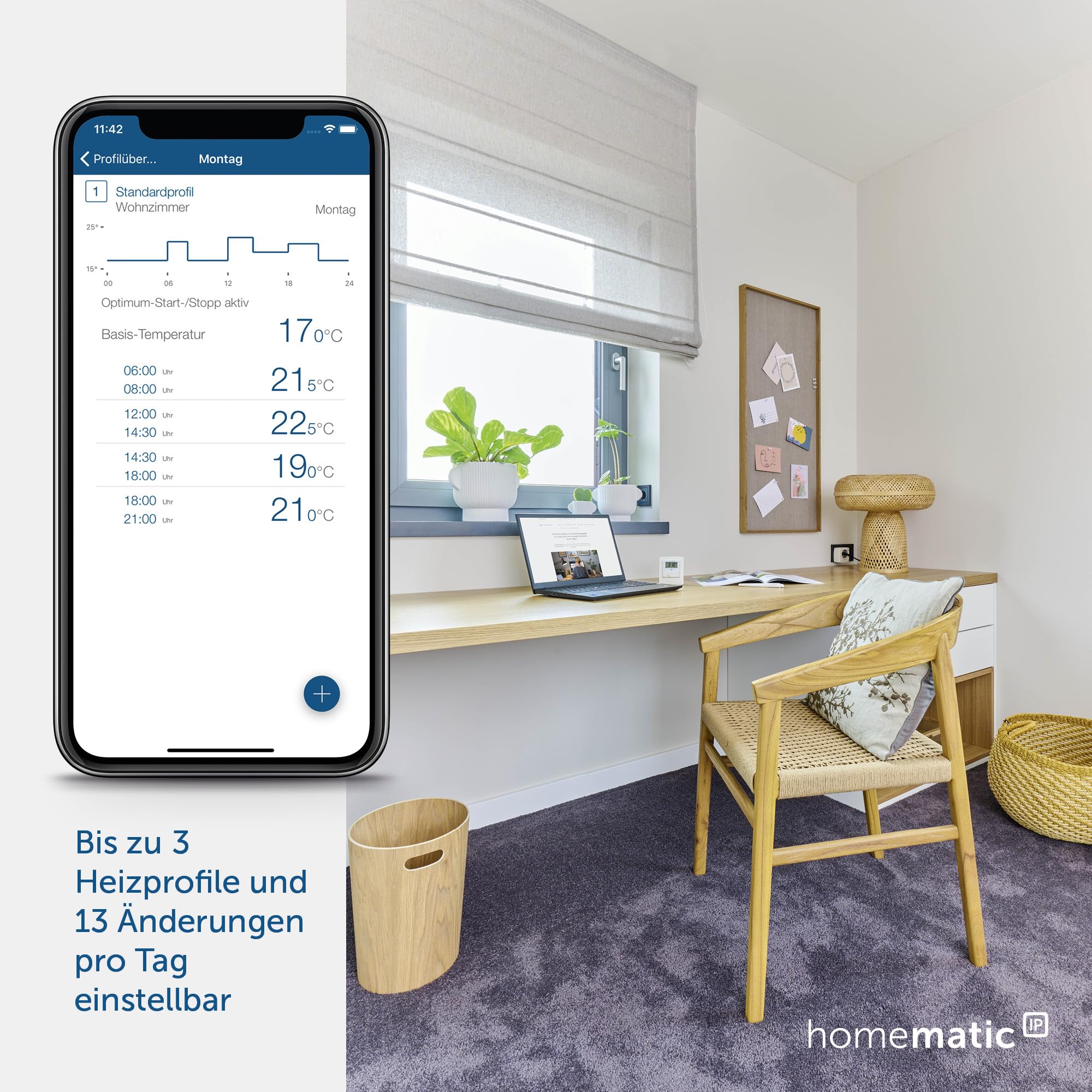 Homematic IP Kompaktowy termostat grzejnikowy | Smart Home, 5 lat pracy baterii, cyfrowy termostat, ogrzewanie, oszczędność kosztów ogrzewania, oszczędność energii, 157681A0