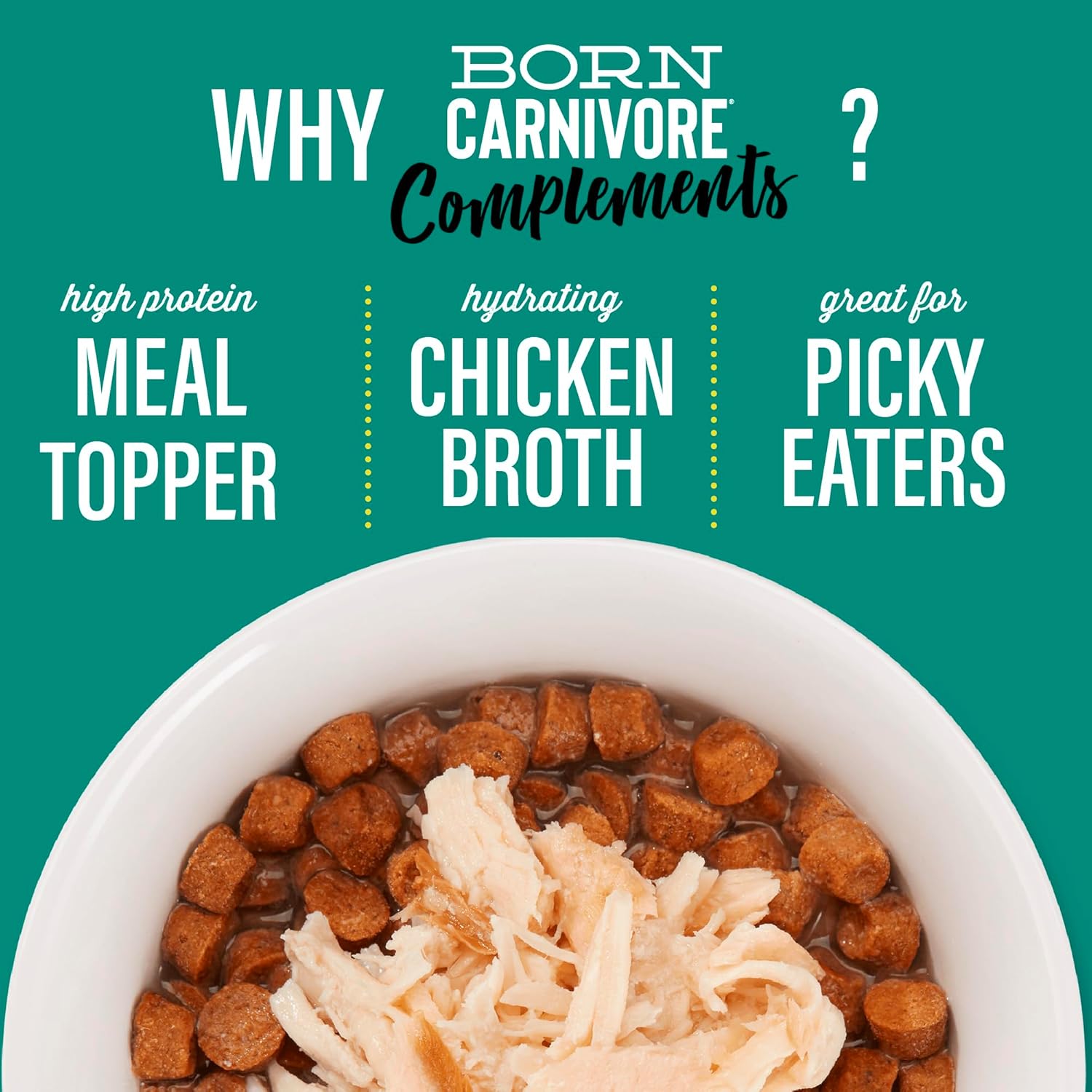 Tiki Cat Born Carnivore Complements Wet Cat Food Topper, Chicken & Salmon 2.1 oz. Pouch (12 Count)