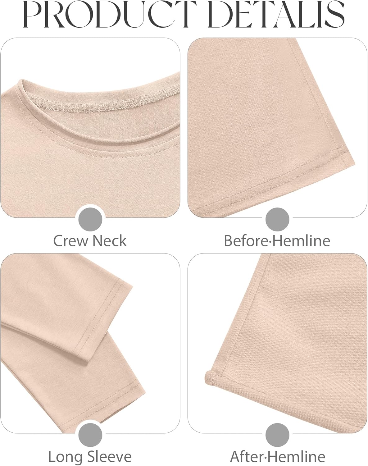 3 Pack Women's Cotton Long Sleeve Shirts, Crew Neck Casual Fitted Tops Rolled Hem Slim Layer Basic Tees Blouses - Image 5