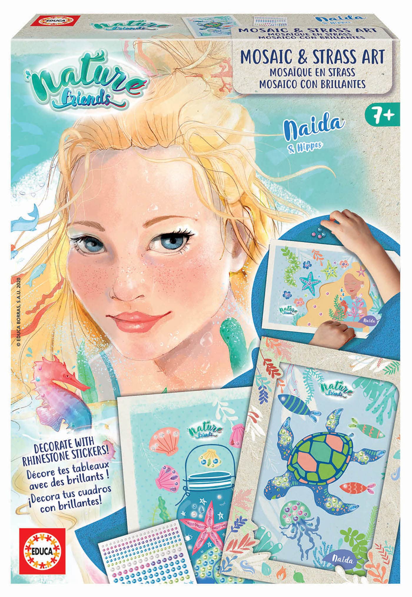 Educa Nature Friends Craft Mosaic Rhinestone Naida Contains 5 Pictures to Decorate and 1 Glossy Frame For Age 7 and Above Ref. 18935