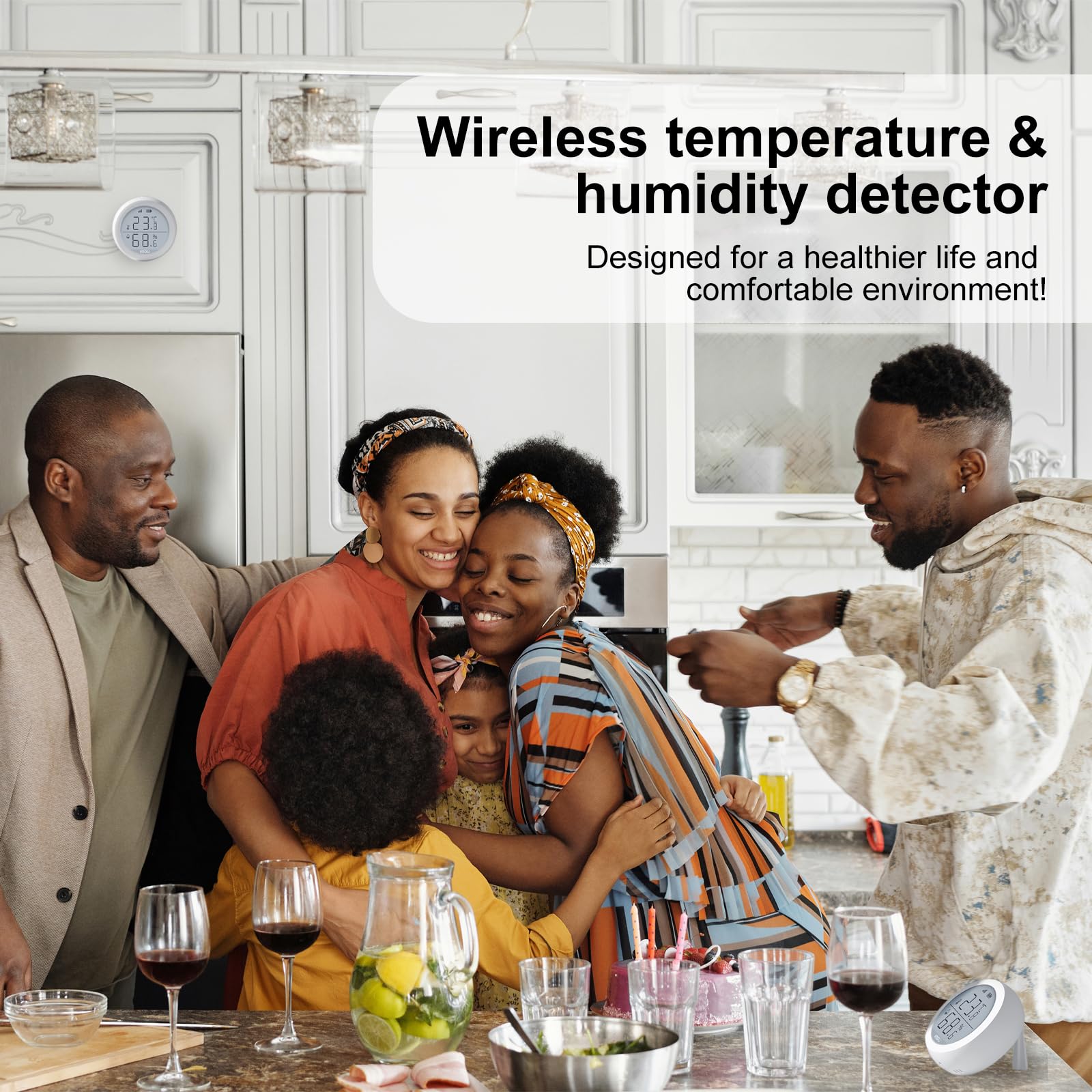 Imou ZTM1 Sensor de temperatura WiFi inalámbrico Sensor de humedad Termómetro interior Higrómetro inteligente inalámbrico Sensor de humedad con alarma y almacenamiento de datos para bebés Home Garage
