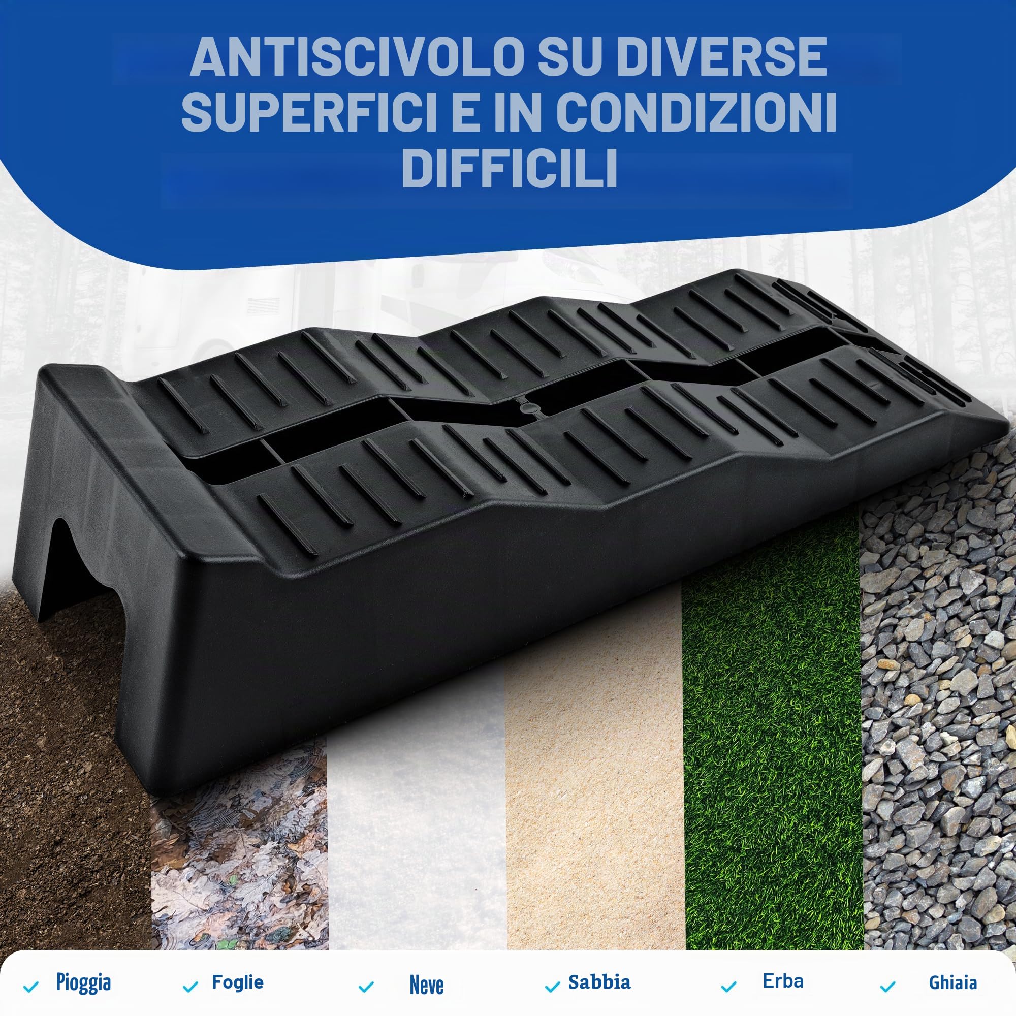 Set di cunei di livellamento per camper 3 livelli 3000 kg antiscivolo