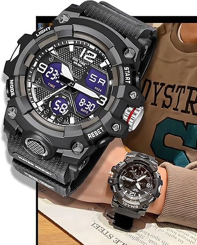 Miniatura 2 de Relojes para hombre multifunción, reloj deportivo militar S-Shock LED, digital, impermeable, reloj despertador