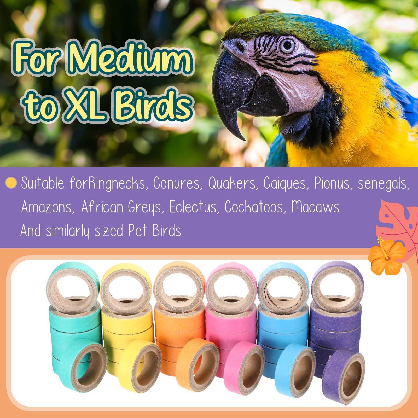 Skyygemm 120 Pcs Bagels Bird Toys Bulk for Parrots Cardboard Core Bird Toy Chewing Shredding Foraging Play Foot for Medium and Large Parrot Mini Macaws African Grey Cockatoos - image 5