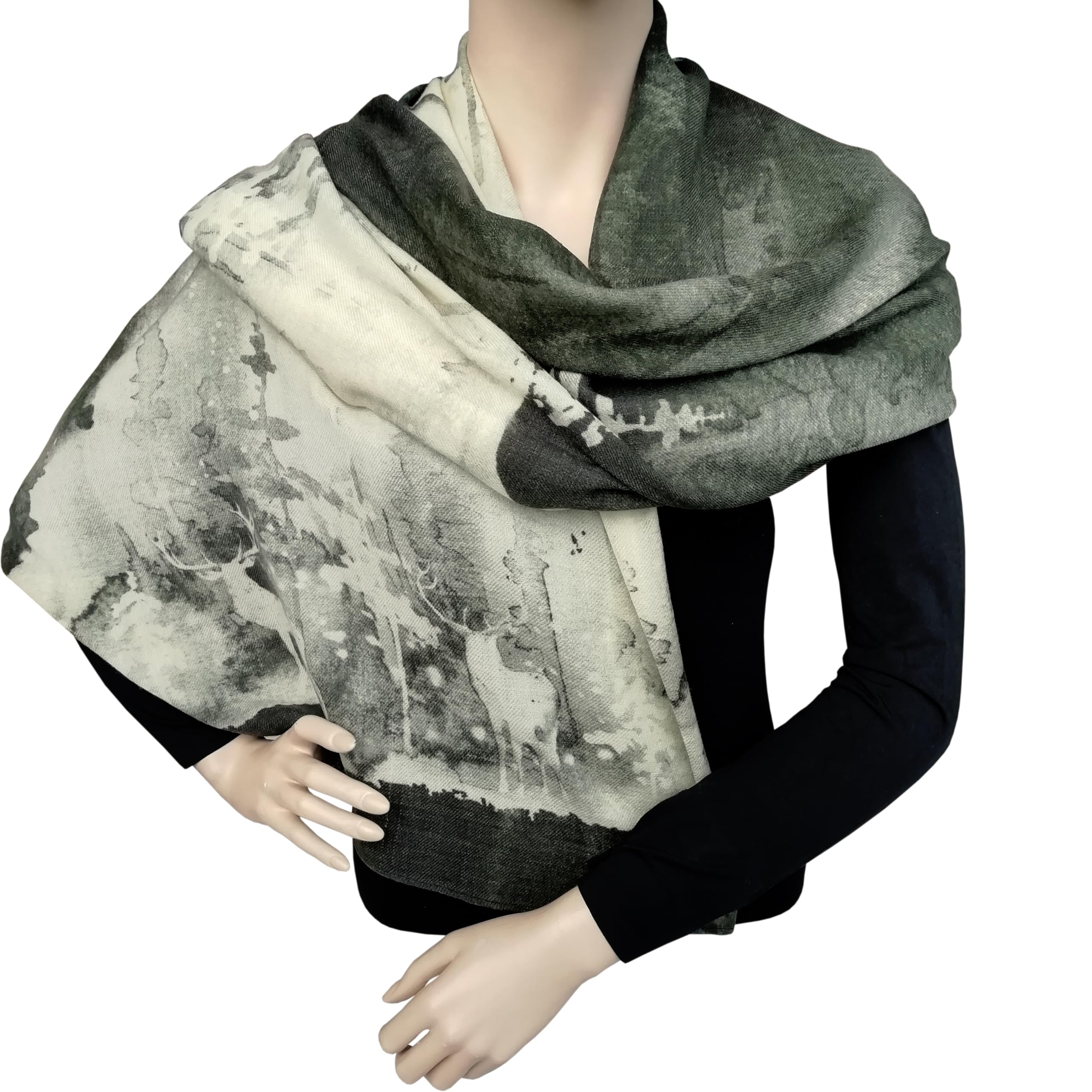Alexandra Maxa Unisex Wollschal aus 100% Schurwolle – warmes Trachten- & Outdoor-Accessoire mit modernem Hirsch- oder Alpenmotiv – ideal für Lodenjacke, Jagd & Winter