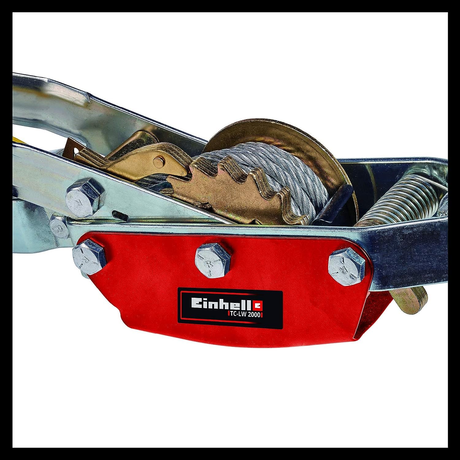 Einhell Handhebelseilzug TC-LW 2000 (3,3 Meter langes drallfreies Drahtseil, max. Zugkraft mit Umlenkrolle 2.000 kg, inkl. einer Umlenkrolle mit Lasthaken & Sicherheitsbügel)