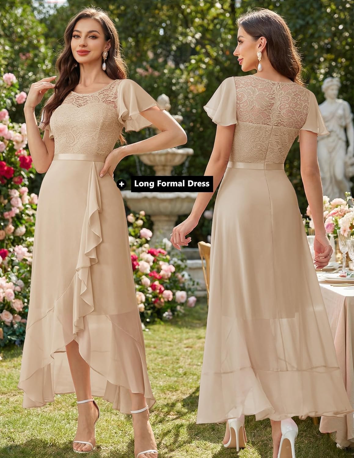 BeryLove Formal Dresses for Women 2026 Wedding Guest with Slit Cocktail Elegant Lace Long Prom Dress