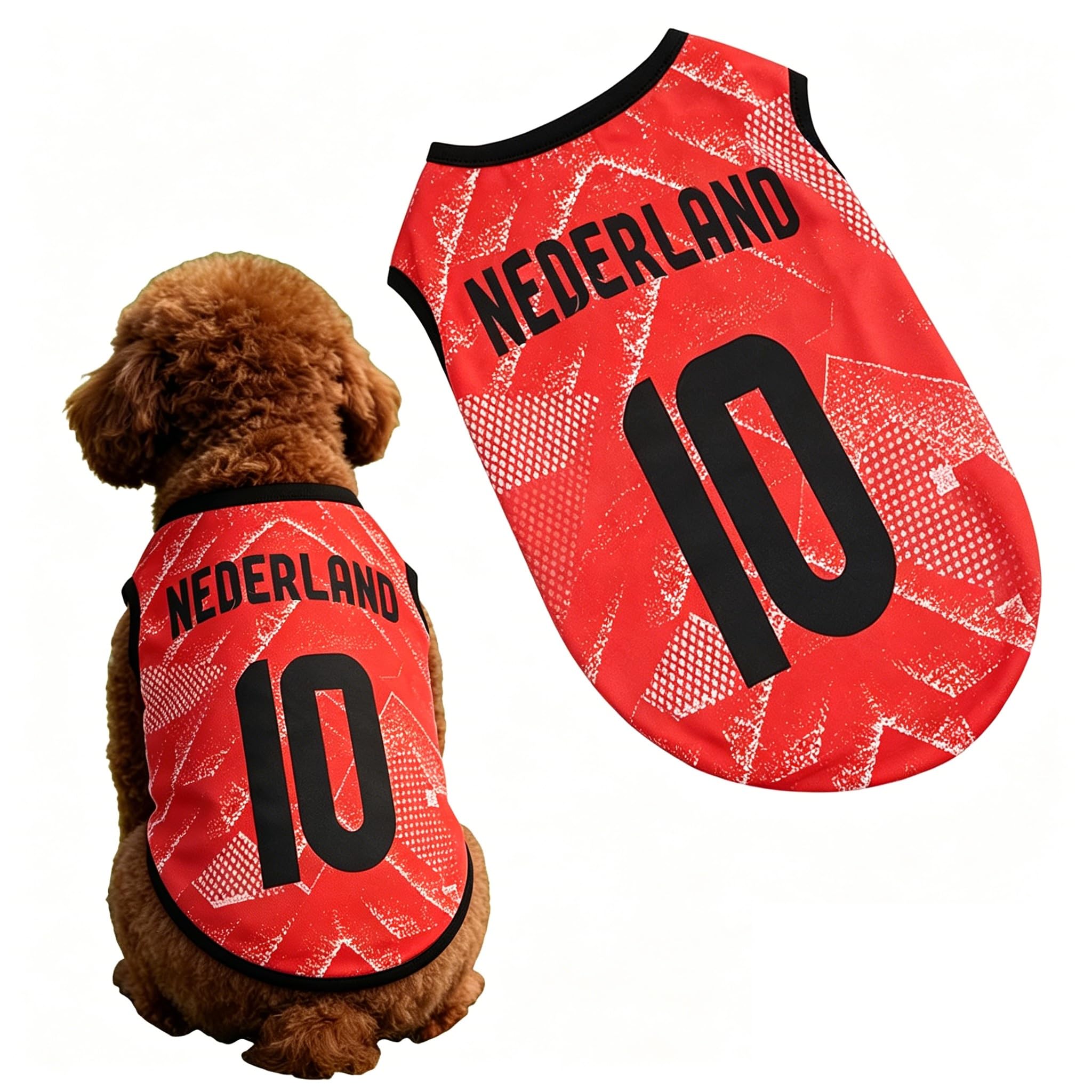 Dog England Shirt, World Cup Football Shirt for Pets, Polyester Mesh, Sleeveless, Sizes S-5XL, Multiple Countries