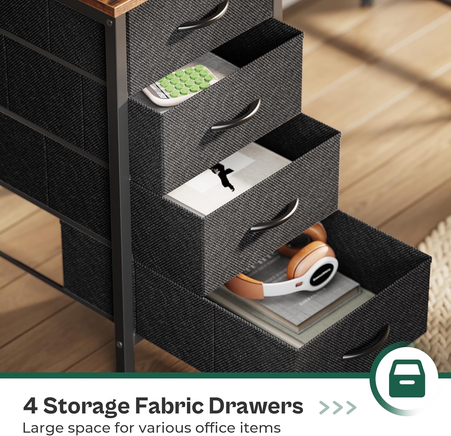 Huuger 47 Inch Computer Desk with Power Outlets and LED Lights, Gaming Desk with 4 Drawers, Office Desk with Monitor Stand, Study Work Home Office, Small Spaces, Black The Forest Stewardship Council - imagen 6