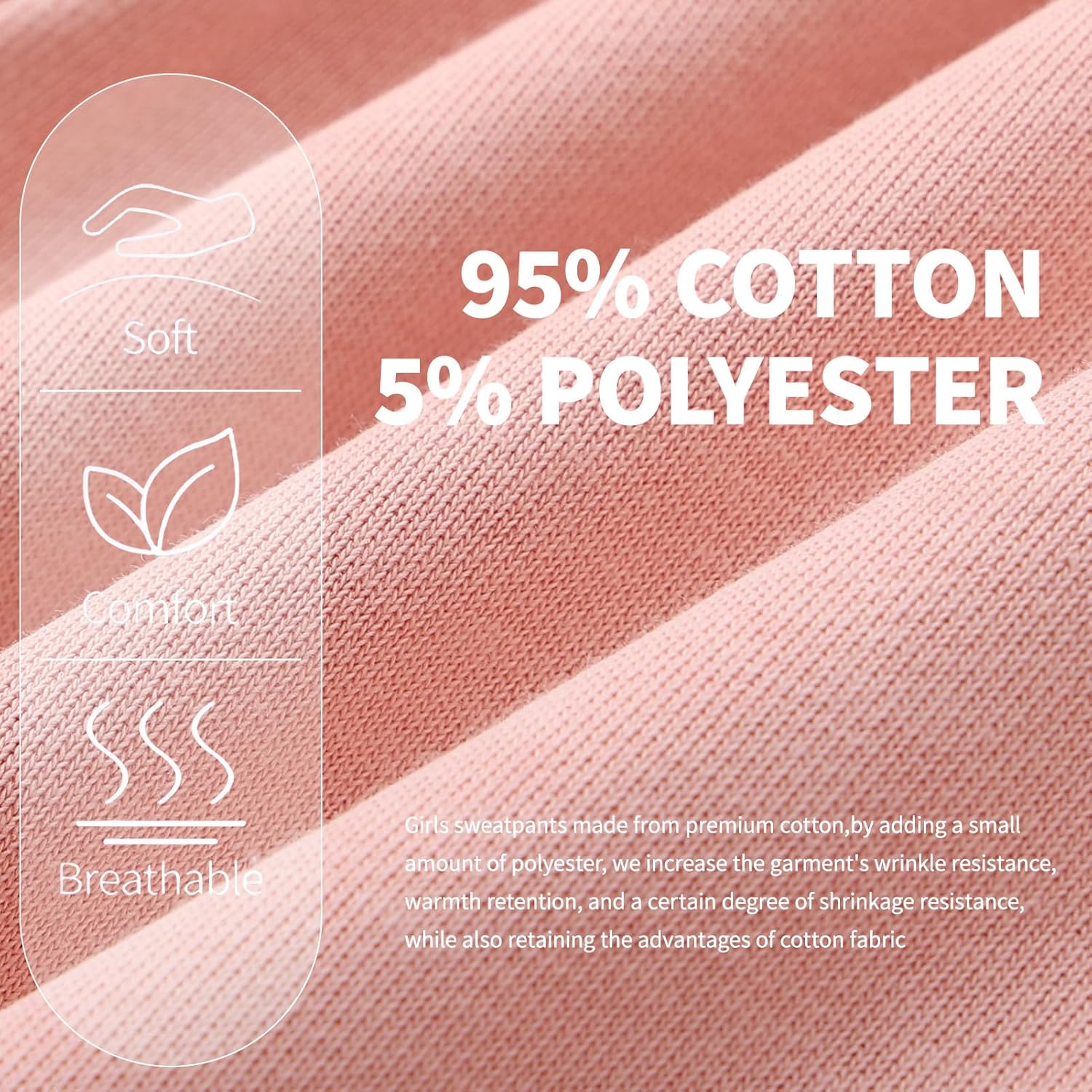 Phedrew 2-Pack Girls Cotton Sweatpants Kids Athletic Performance Drawstring Jogger Pants for Toddler Girls（2-14 Years） - Image 3