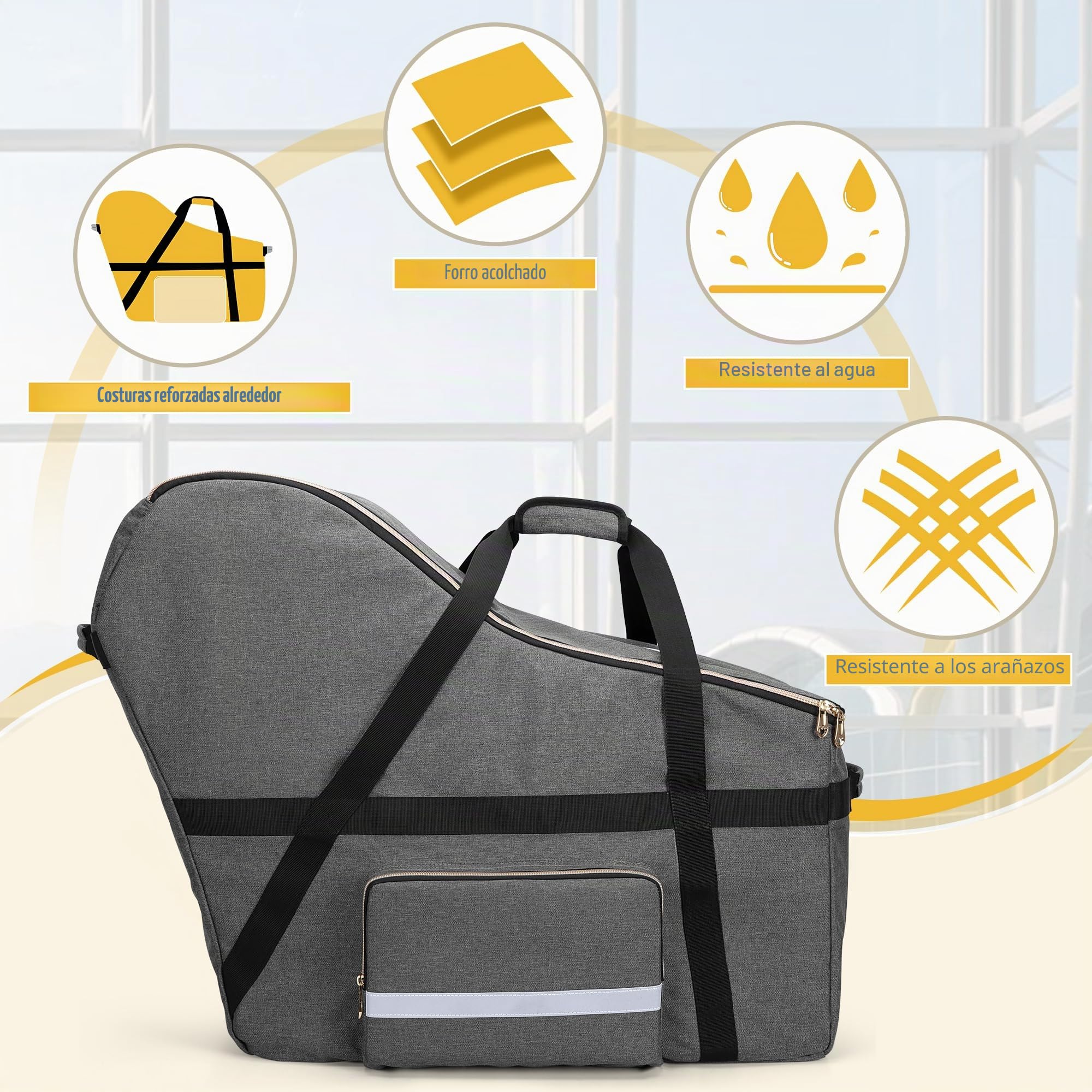 Teamoy Bolsa de Viaje para Asiento de Automóvil Infantil Compatible con Todos Los Asientos y Bases de Automóvil Nuna Pipa, Fundas de Asiento de Automóvil para Viajes en Avión, Gris