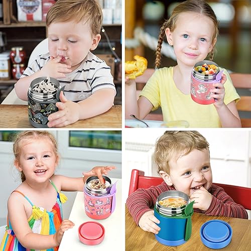 Miniatura 7 de Termo de sopa de 10 oz para comida caliente, tarro con cuchara para niños, recipiente aislado a prueba de fugas, de acero inoxidable, boca ancha,