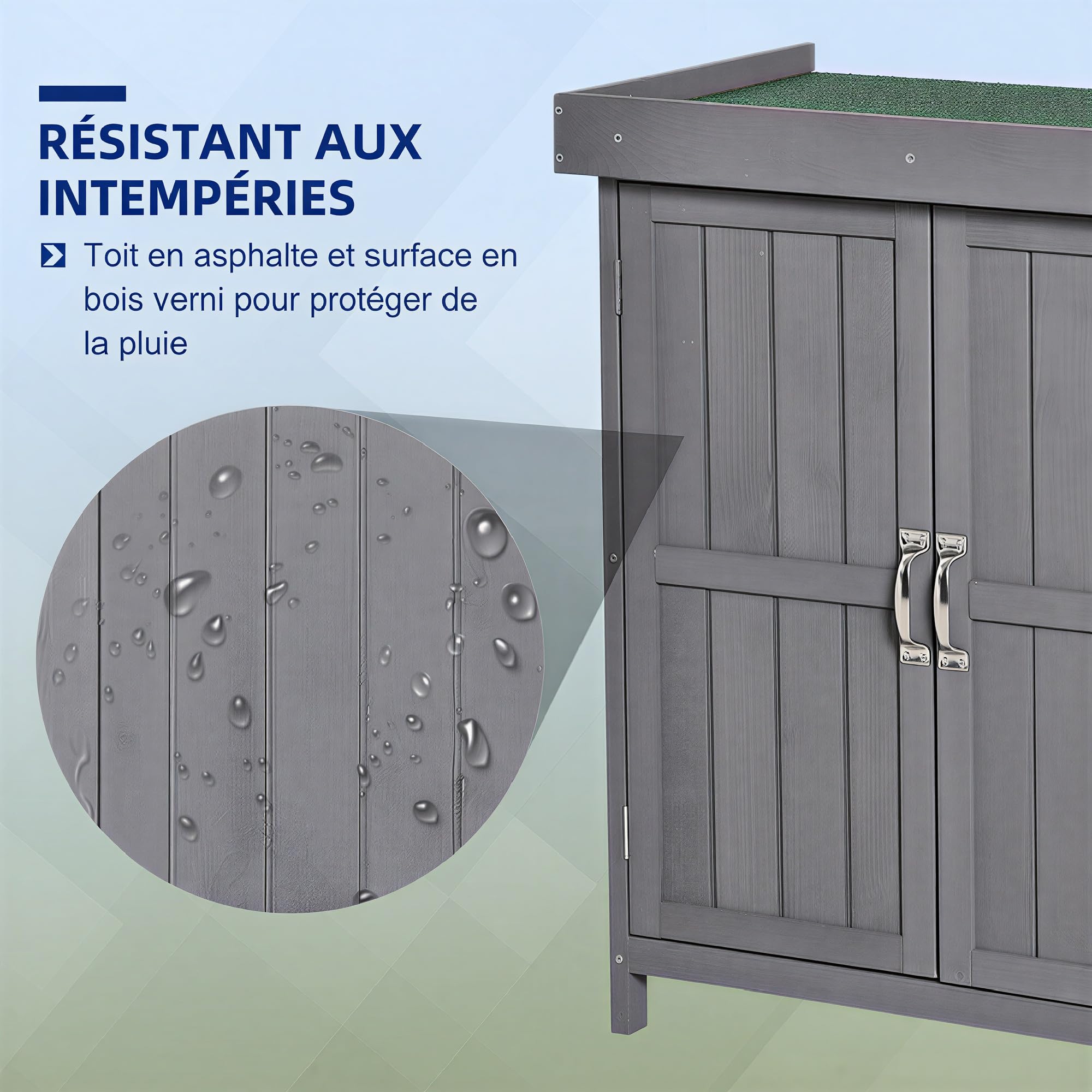 Outsunny Armoire de Jardin sur Pied Double Porte étagère et Toit bitumé relevable dim. 74L x 43l x 88H cm Bois Massif de Sapin