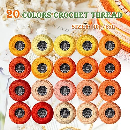 Miniatura 9 de Azul real degradado suave 20 coloresHilo de ganchillo clásico, paquete de 20