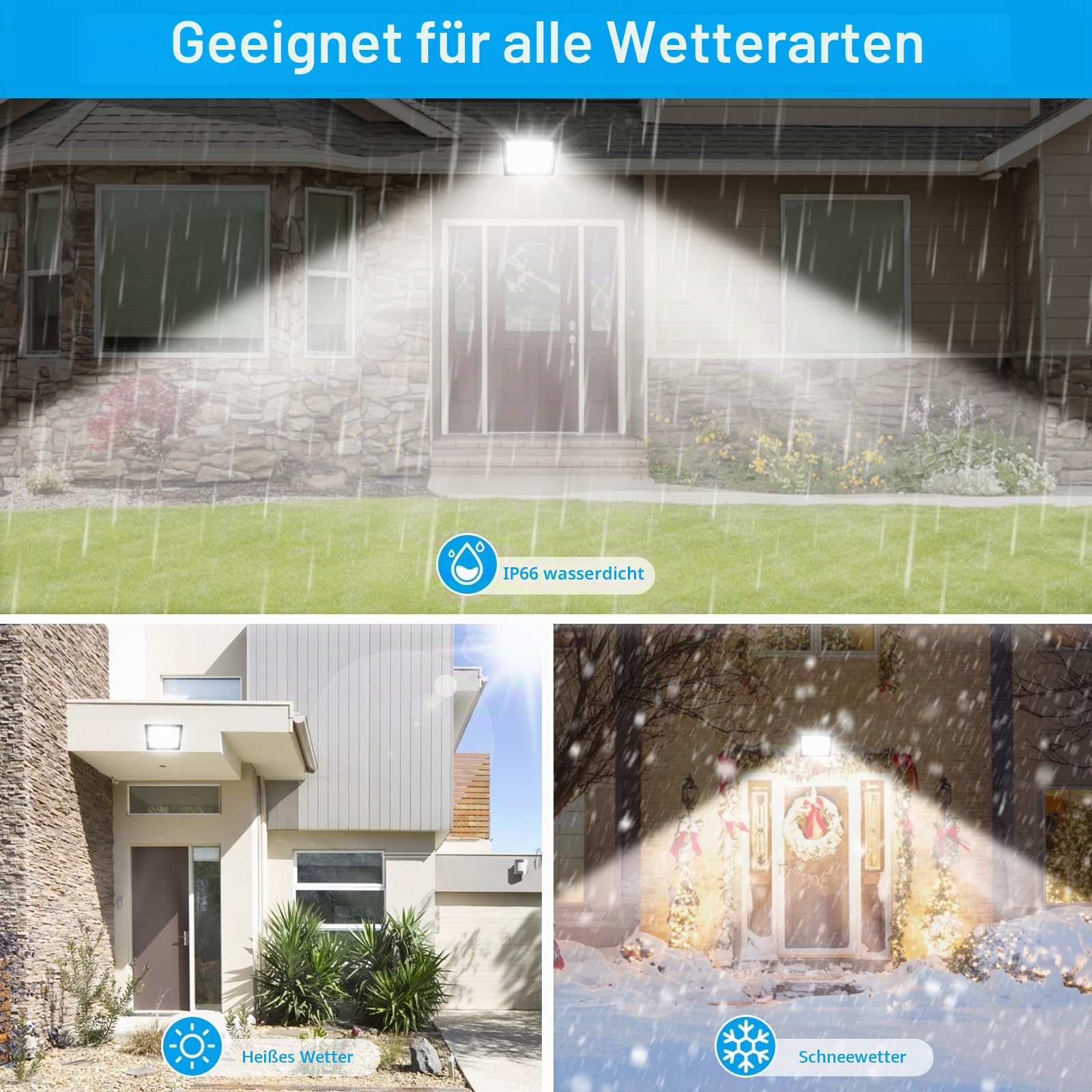 4PCS 50W LED Strahler Außen, 6000K Kaltweiß 5000LM IP66 Flutlicht | LED Außenfluter 120° Breitem, Aluminiumgehäuse, 50000h Lebensdauer, LED Fluter für Außenbereiche Innenhof Garten Garage Hotel