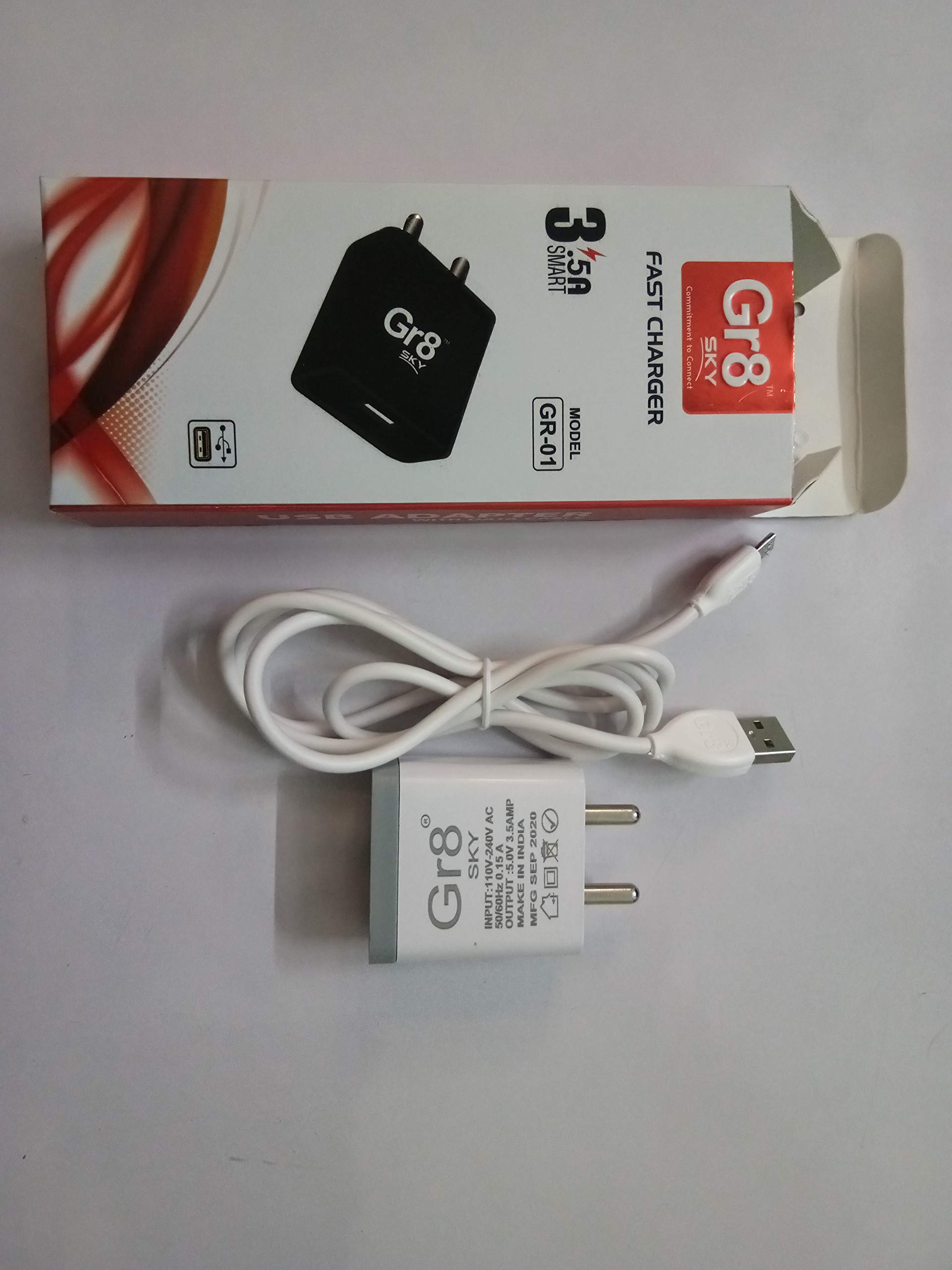 GR8 Sky USB Adaptor with Data Cable, Micro USB, 480 Mbps Speed, Mobile Charger